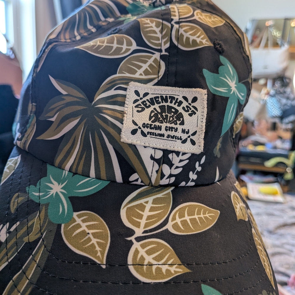 Black‎ and Green Floral Cap